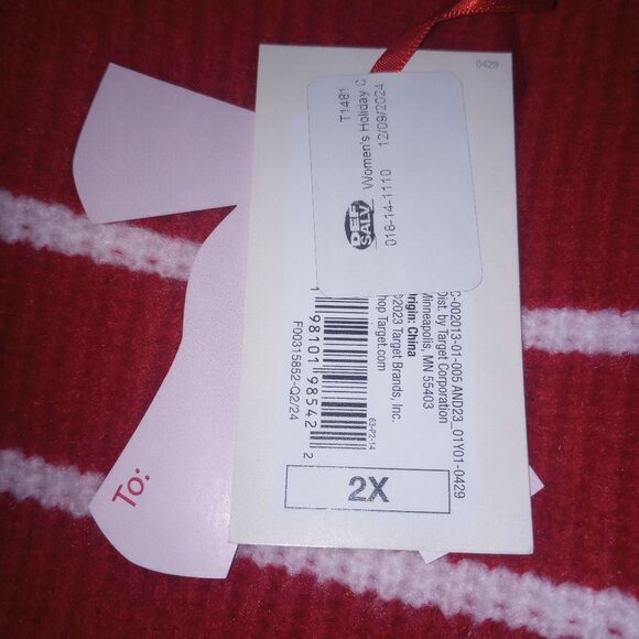 A New Day Red White Striped Apres Sweater Size 2X NWT P2P 27 - Picture 3 of 5